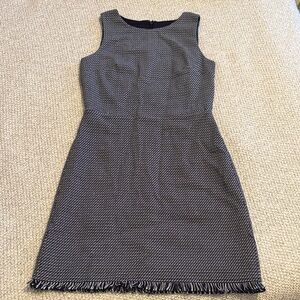 LOFT Textured Navy Blue and White Mini Dress